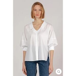 NWT Harshman Novia White Button Down Blouse Size Large
